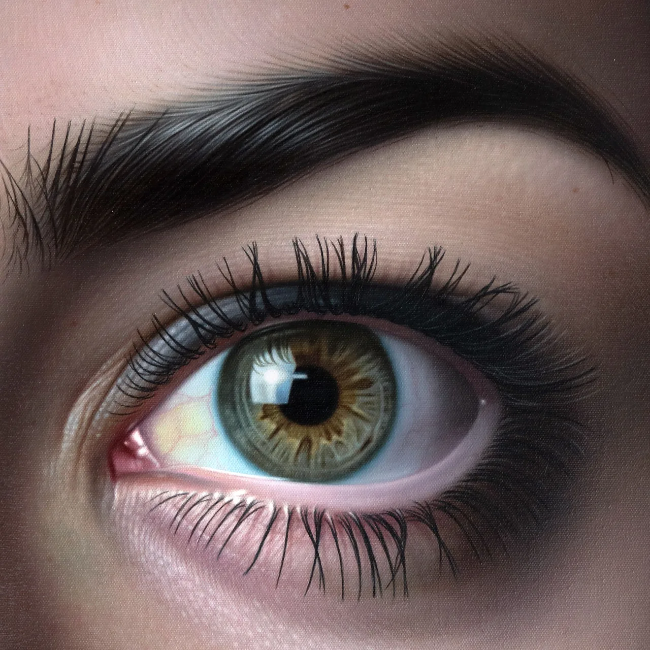 Close-up detail of a painting by Osley Gil