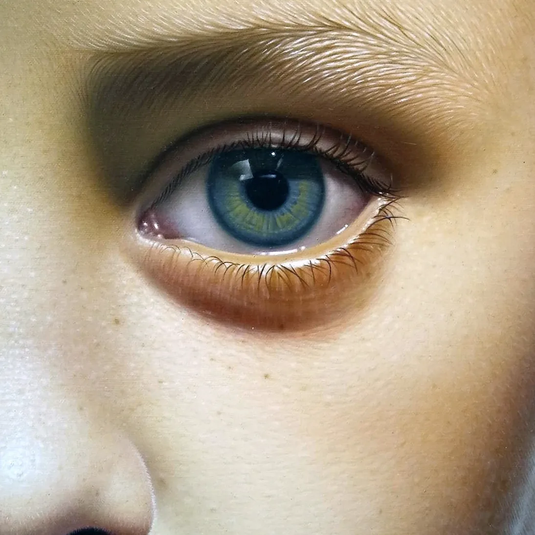 Close-up detail of a painting by Osley Gil