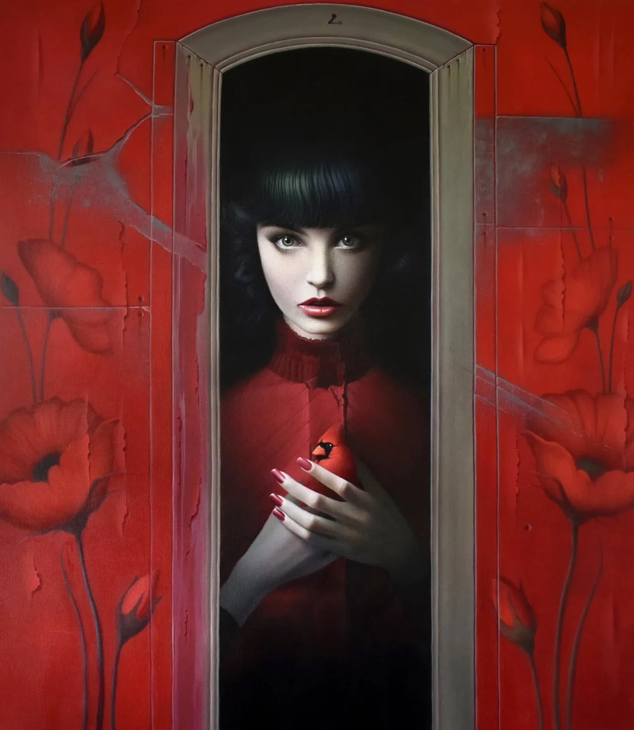 The Nest of the Cardinal, 2023, oil on canvas — painting by Osley Gil